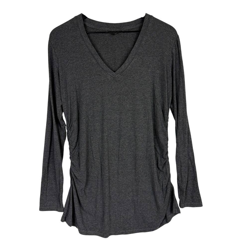 Capsule 121 Helios V-Neck Long Sleeve Tee Charcoal Gray Ruched - XL